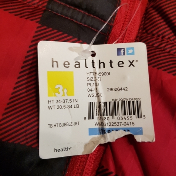 Healthtex boys size 3T Buffalo plaid attached hood jacket, NEW - Picture 4 of 5